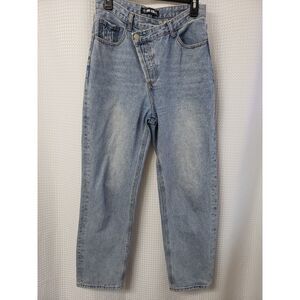 The Kript Womens Jeans Size Medium Faded Blue Baggy Button-Up Boho Grunge Y2K